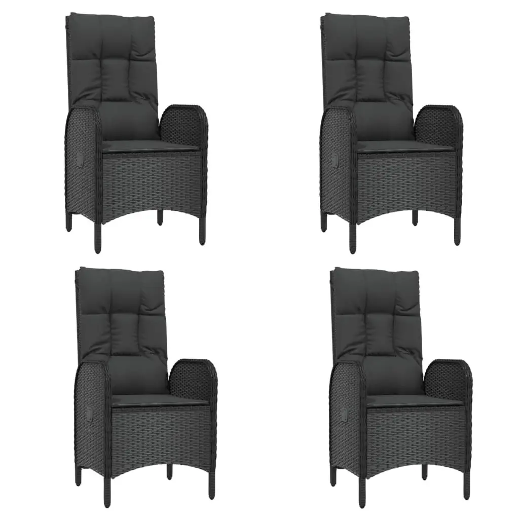 Garden Dining Set Outdoor Use 7 Piece Black Poly Rattan Chair Table