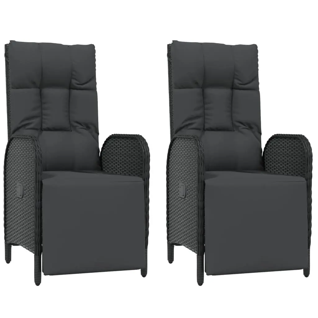 Garden Dining Set Outdoor Use 7 Piece Black Poly Rattan Chair Table