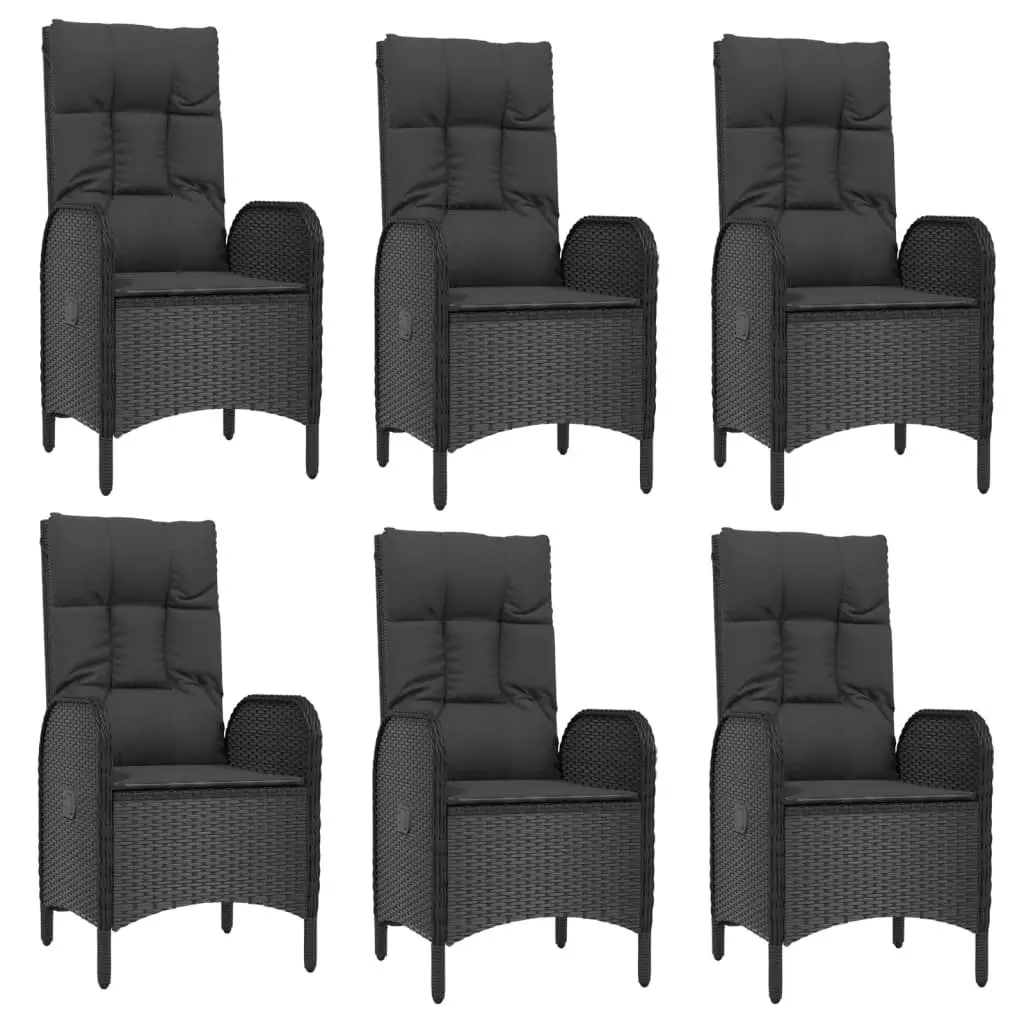 9 Piece Garden Furniture Set Patio Dining Outdoor Black Poly Rattan Chairs Acacia Wood Table