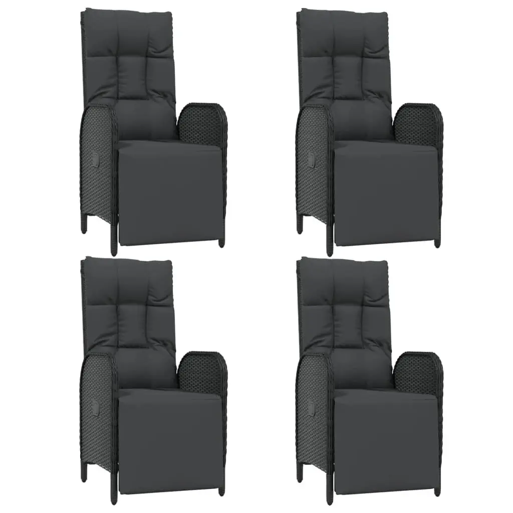 5 Piece Outdoor Garden Dining Set with Cushions Poly Rattan Black Furniture
