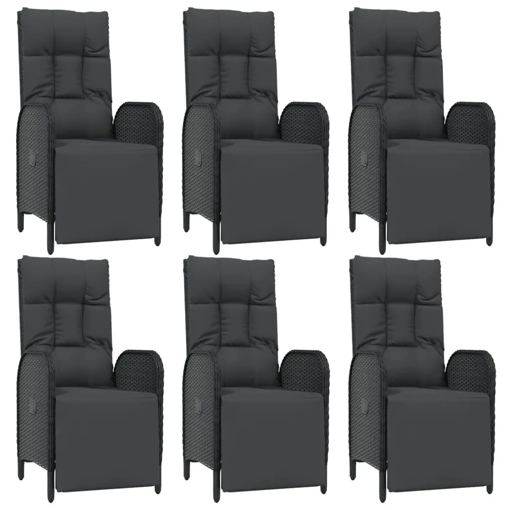 Garden Dining Set 7 Piece Outdoor Furniture Black Rattan Chairs Table Cushions