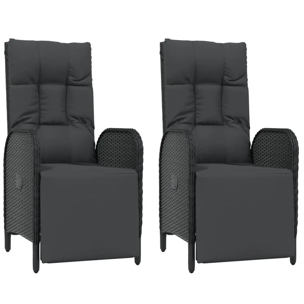 7 Piece Garden Dining Set with Cushions Black Outdoor Furniture Rattan Table