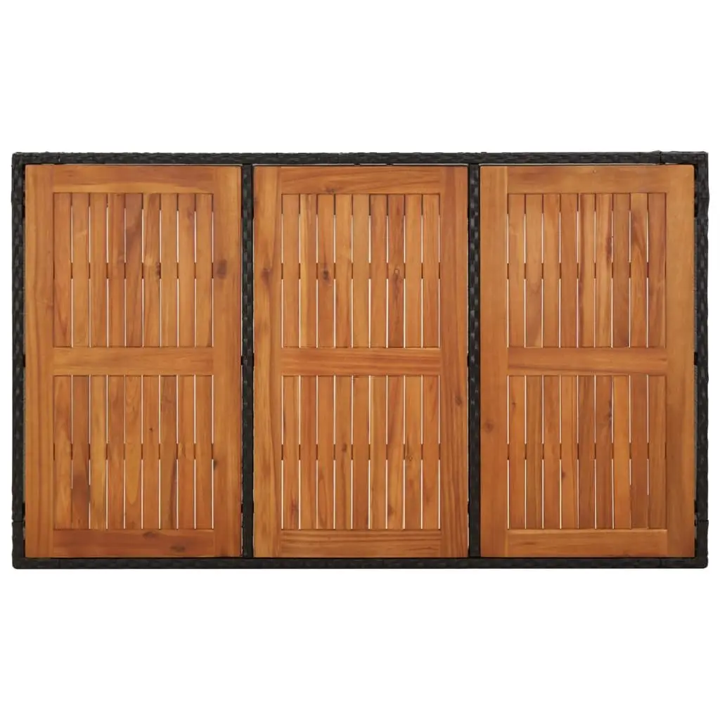 7 Piece Garden Dining Set with Cushions Black Outdoor Furniture Rattan Table