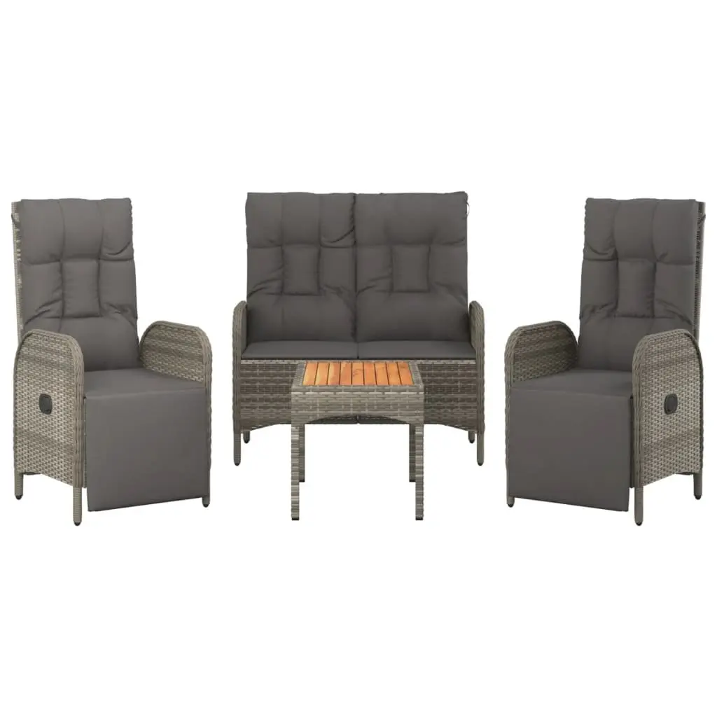 Garden Dining Set Outdoor Use 4 Piece Grey Poly Rattan Chairs Table