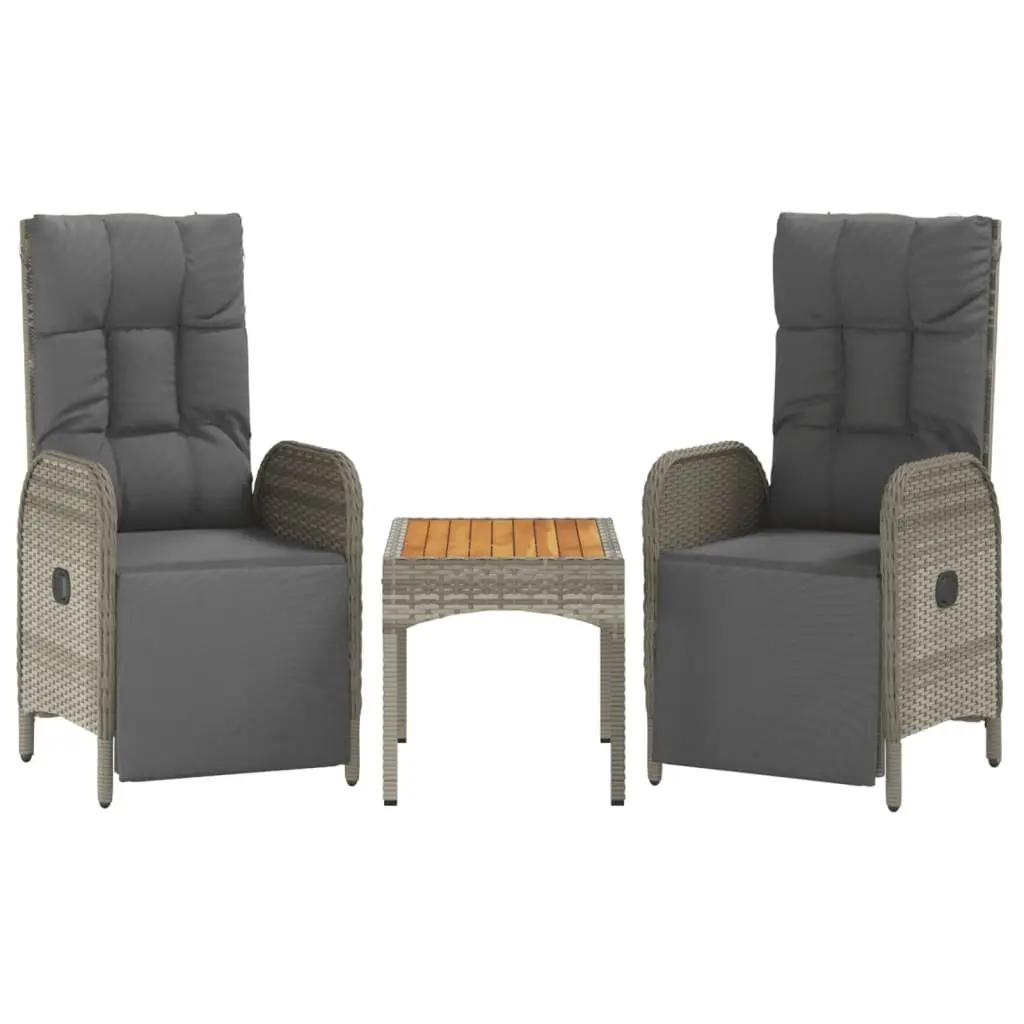 Garden Dining Set Outdoor Use 4 Piece Grey Poly Rattan Chairs Table