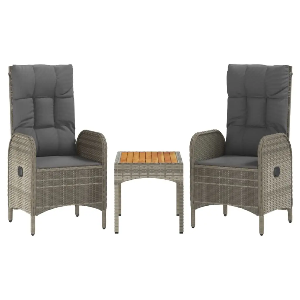 5 Piece Garden Dining Set Outdoor Furniture Grey Poly Rattan Table Chairs