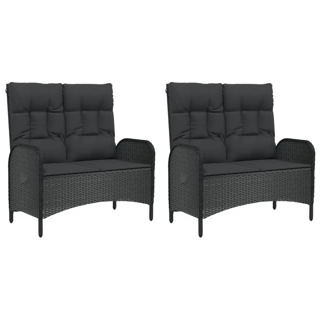 5 Piece Garden Furniture Set Outdoor Dining Table with Black PE Rattan Chairs and Padded Cushions for Relaxation