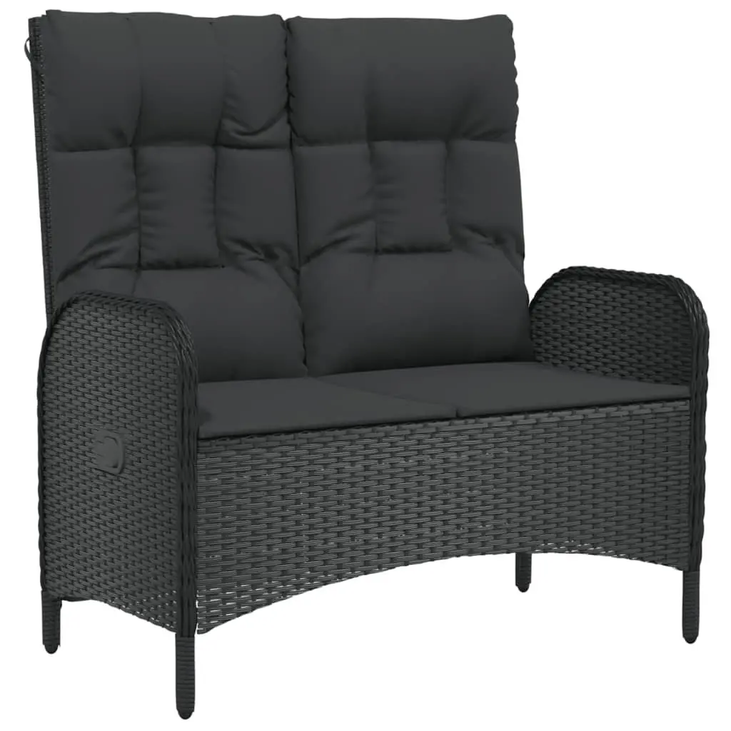 5 Piece Garden Furniture Set Outdoor Dining Table with Black PE Rattan Chairs and Padded Cushions for Relaxation