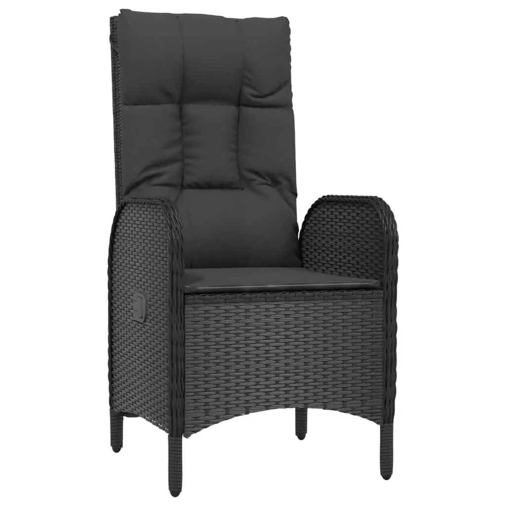 Garden Dining Set Outdoor Use 3 Piece Black Poly Rattan Chairs Table