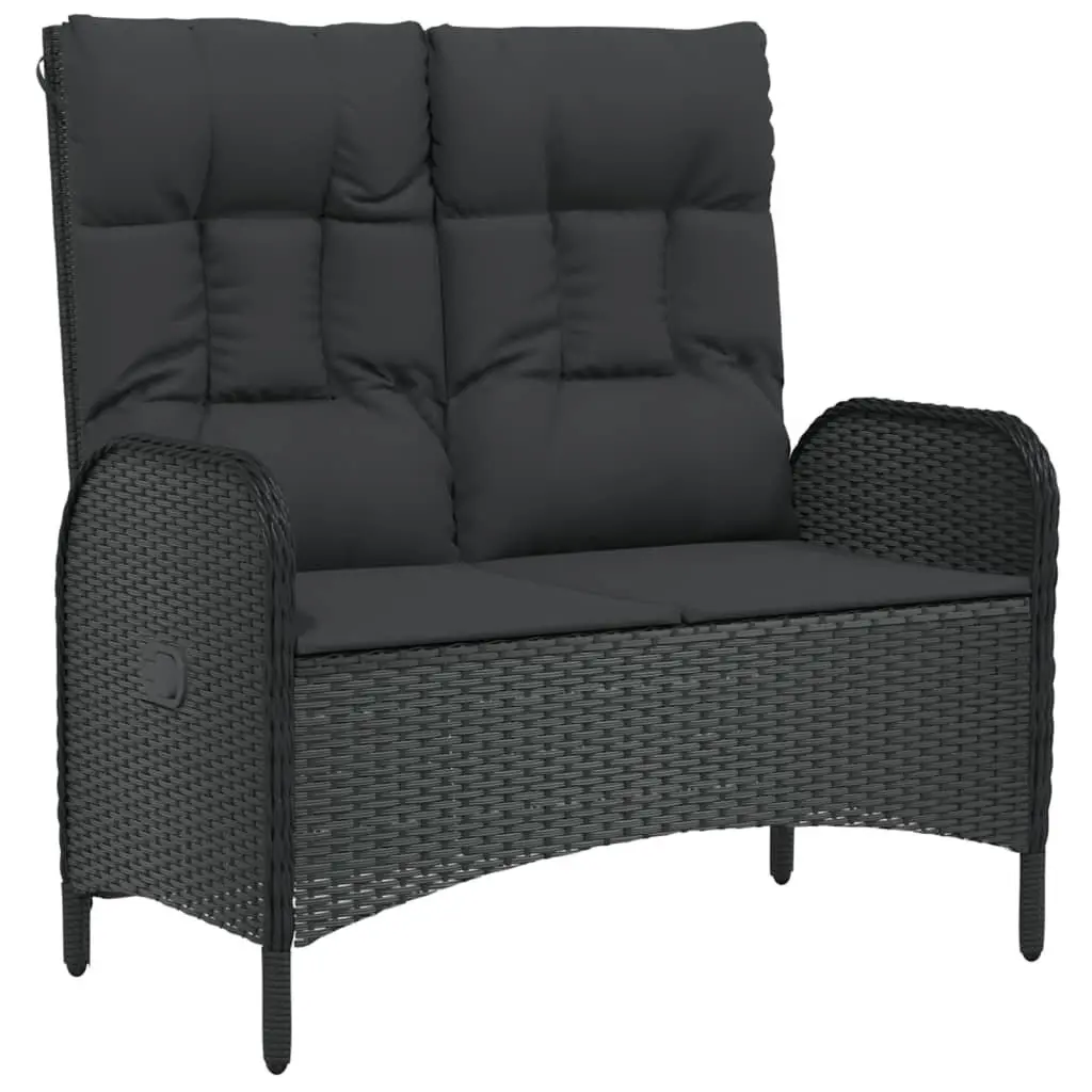 Garden Dining Set Outdoor Use 3 Piece Black Poly Rattan Chairs Table