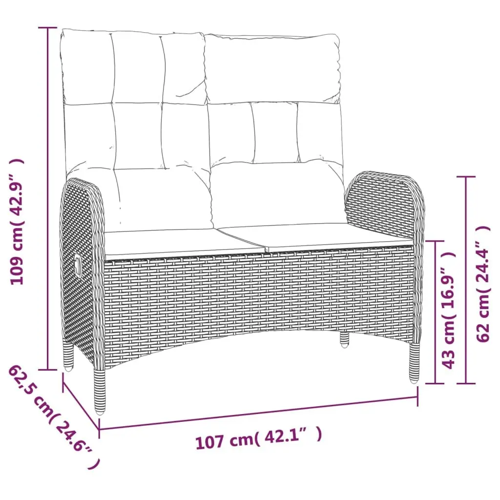 Garden Dining Set Outdoor Use 3 Piece Black Poly Rattan Chairs Table