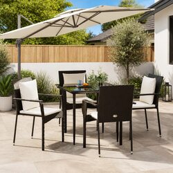 5 Piece Garden Dining Set Specifications: PE Rattan & Steel