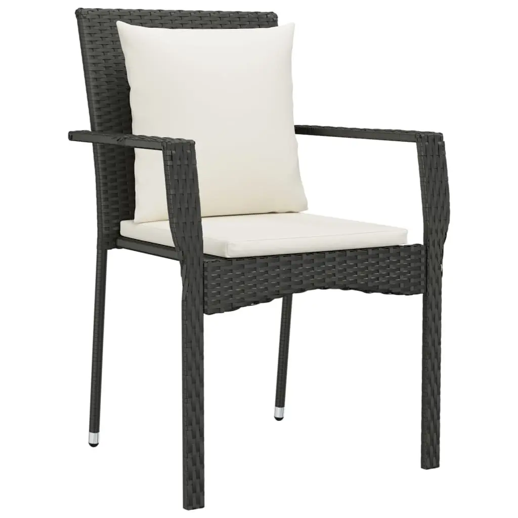 Garden Dining Set 5 Piece Outdoor Patio Furniture Black Rattan Chairs Table
