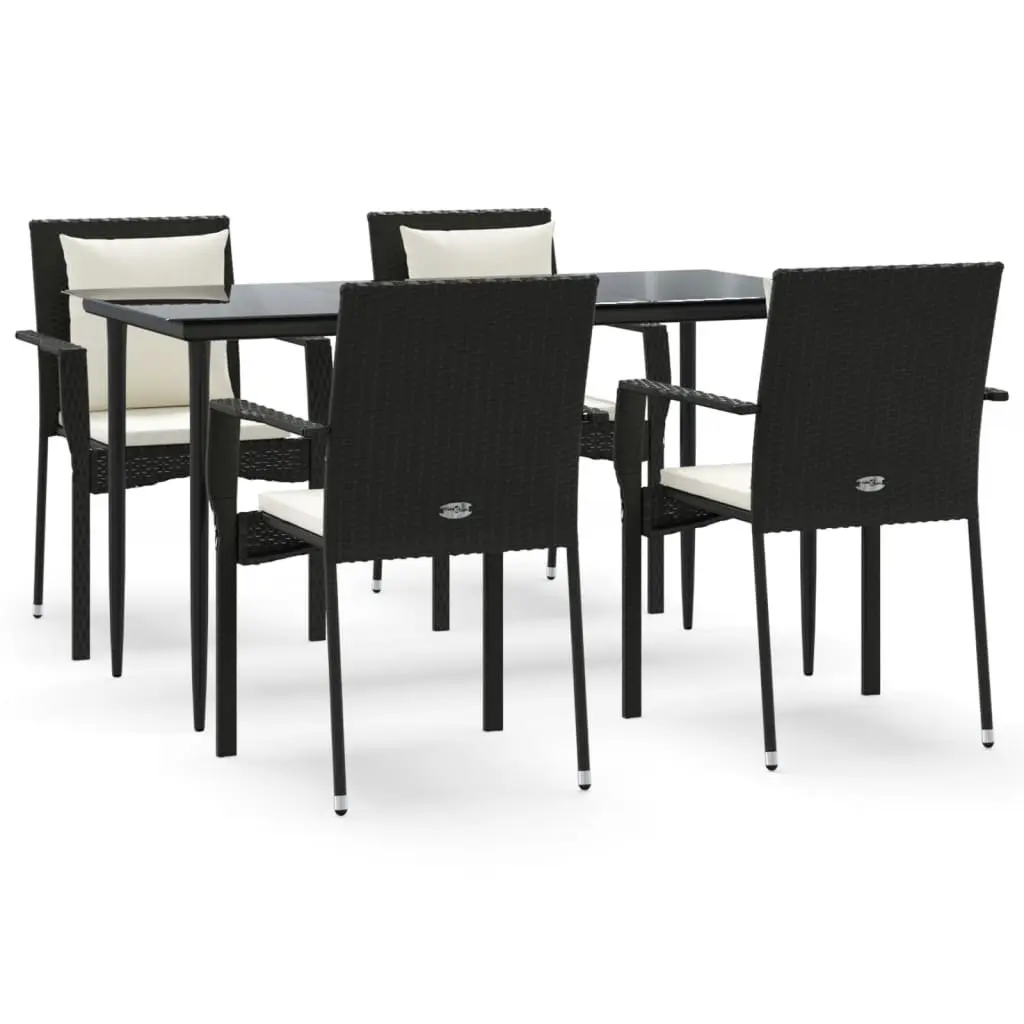 Garden Dining Set 5 Piece Outdoor Patio Furniture Black Poly Rattan with