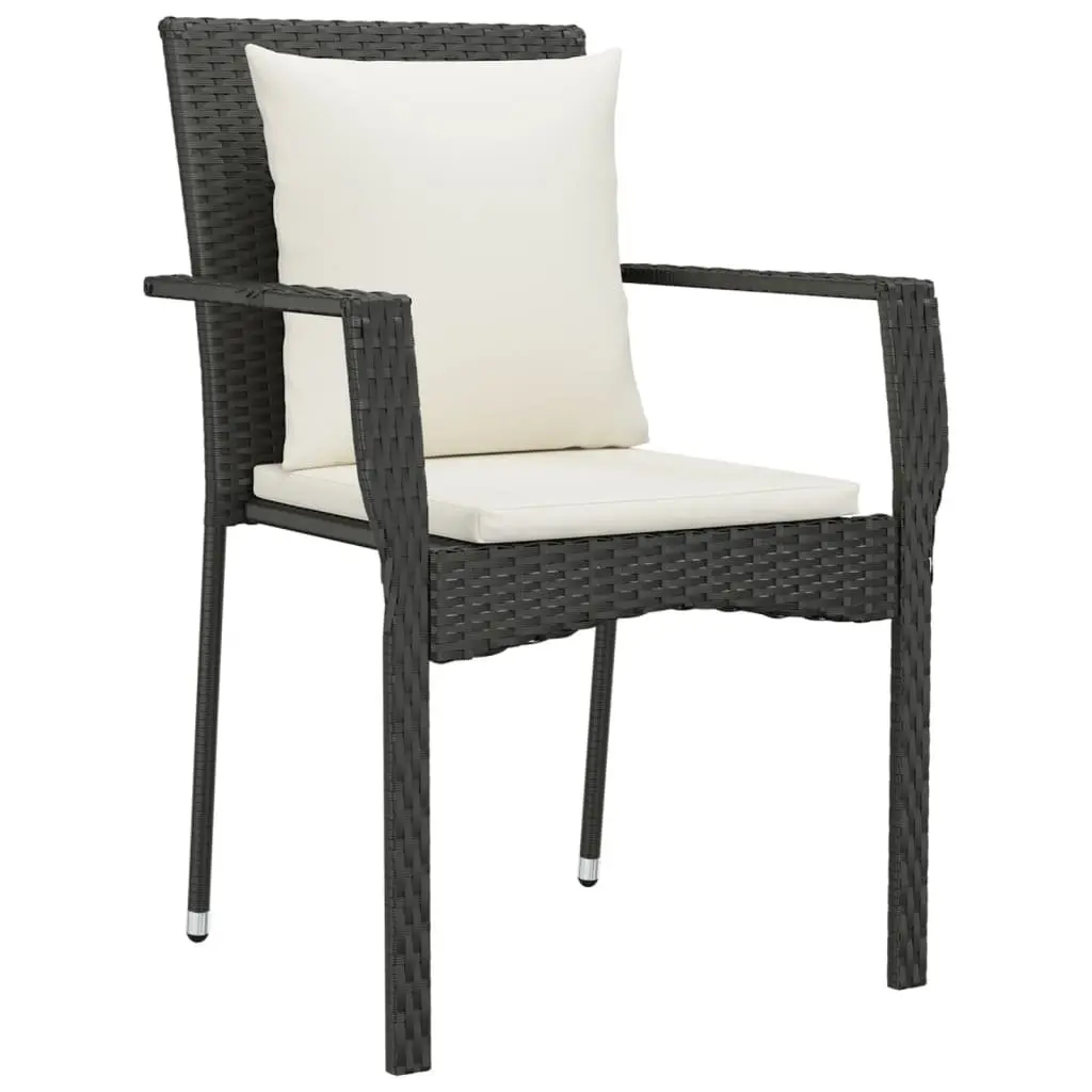 Garden Dining Set 5 Piece Outdoor Patio Furniture Black Poly Rattan with