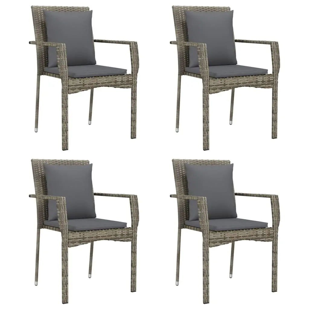 Garden Dining Set Outdoor Patio Furniture 5 Piece Grey Poly Rattan with Cushions