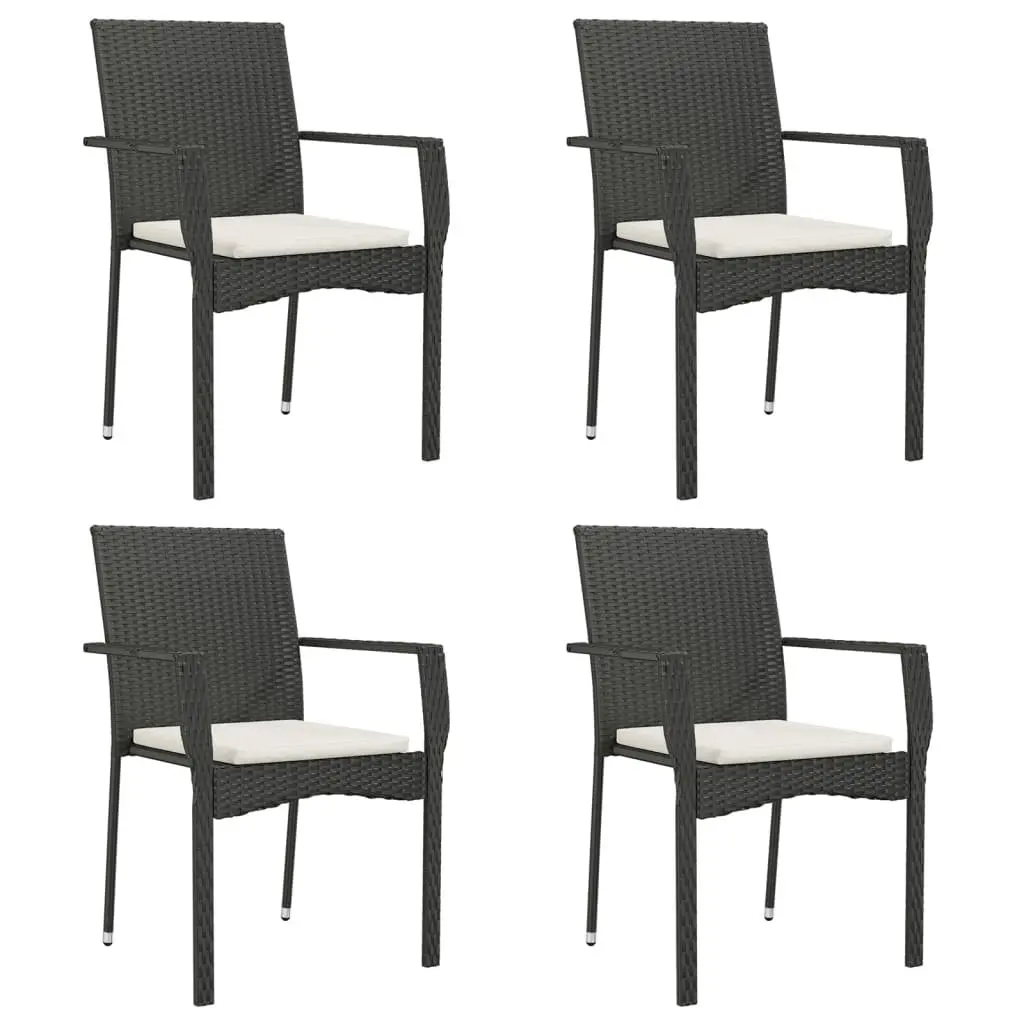 5 Piece Outdoor Dining Set for Garden Patio Black Poly Rattan Furniture