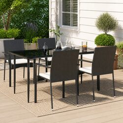 5-Piece Outdoor Dining Set: Black Poly Rattan Furniture