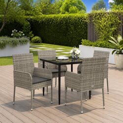 Garden Dining Set 5 Piece Outdoor Patio Furniture Grey with Cushions Table