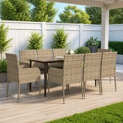 Garden Dining Set: 9 Pieces of Grey Rattan Furniture
