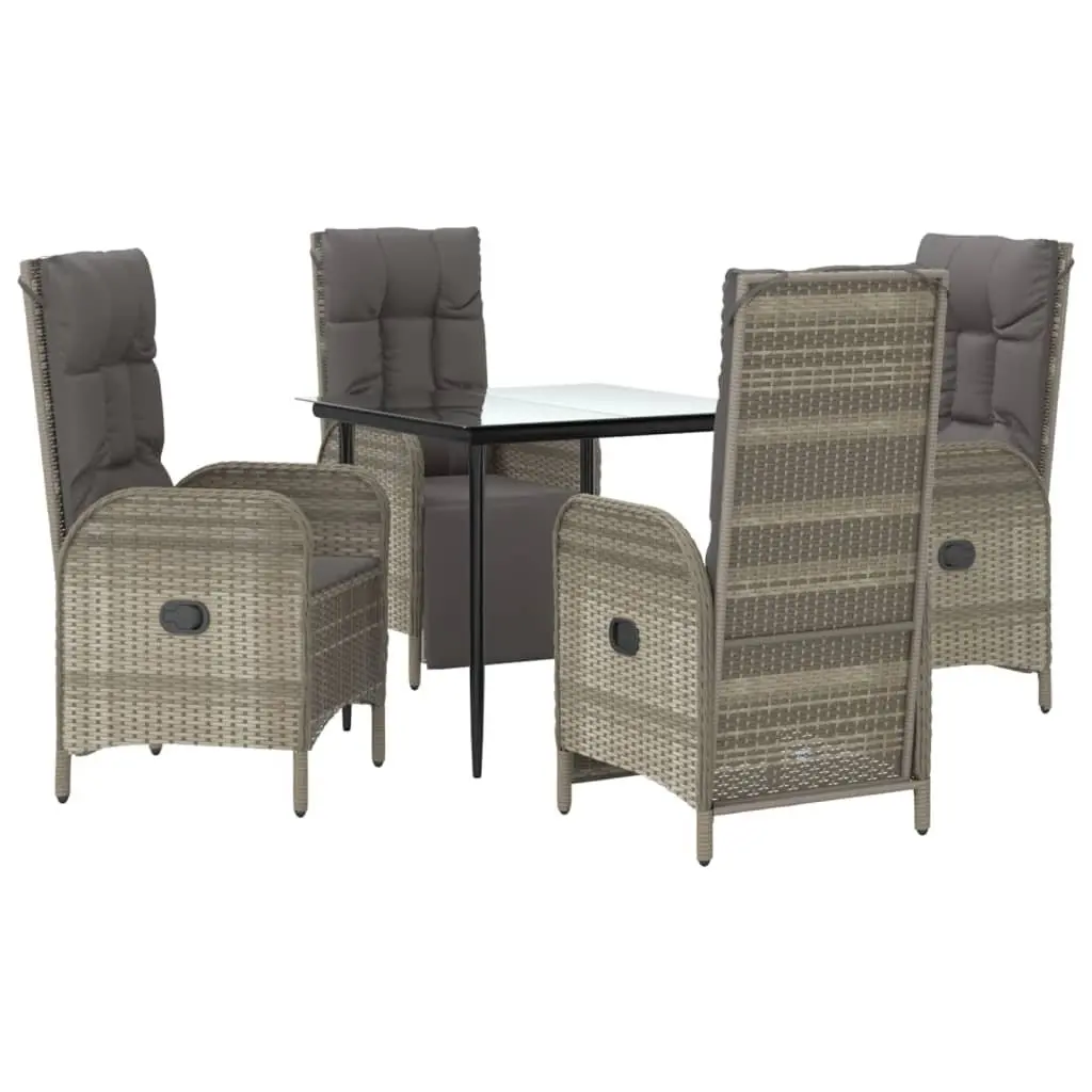 Garden Dining Set 5 Piece Outdoor Furniture Grey Poly Rattan Chairs Table