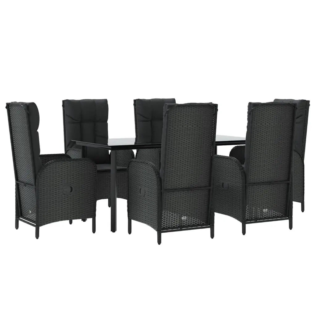 Outdoor Dining Set Garden Furniture 7 Piece Black Poly Rattan Chairs Table