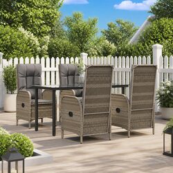 5-Piece Garden Dining Set: Grey Rattan Chairs & Table