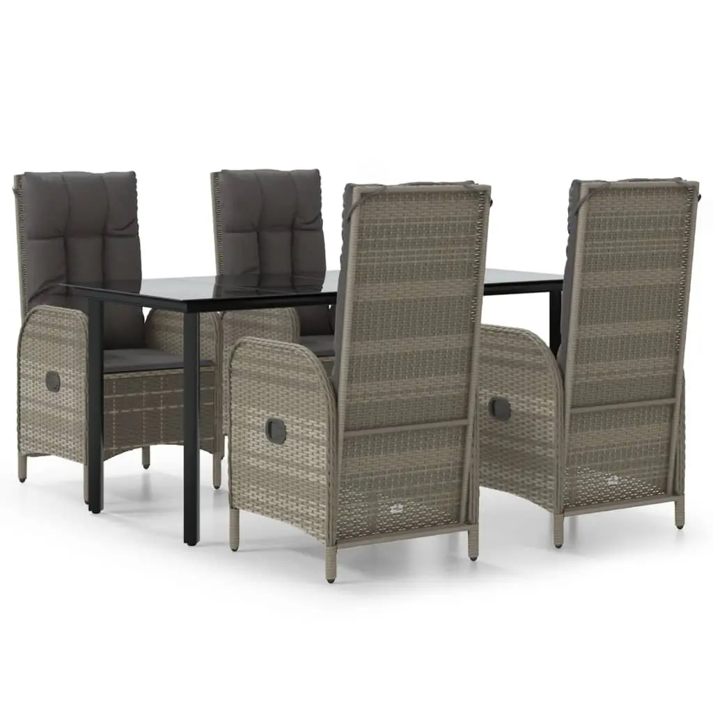 Garden Dining Set 5 Piece Outdoor Furniture Grey Poly Rattan Chairs Table