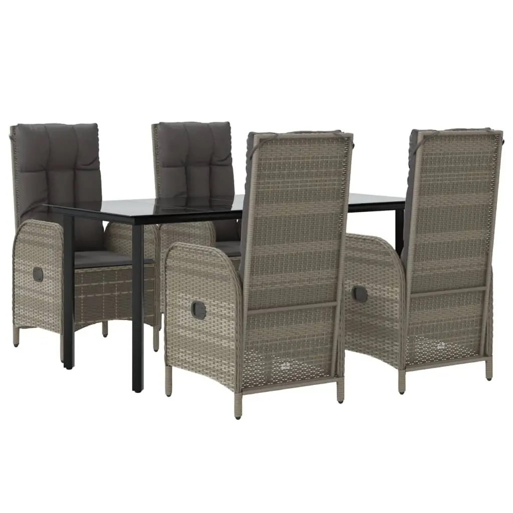 Garden Dining Set 5 Piece Outdoor Furniture Grey Poly Rattan Chairs Table