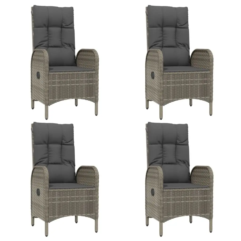 Garden Dining Set 5 Piece Outdoor Furniture Grey Poly Rattan Chairs Table