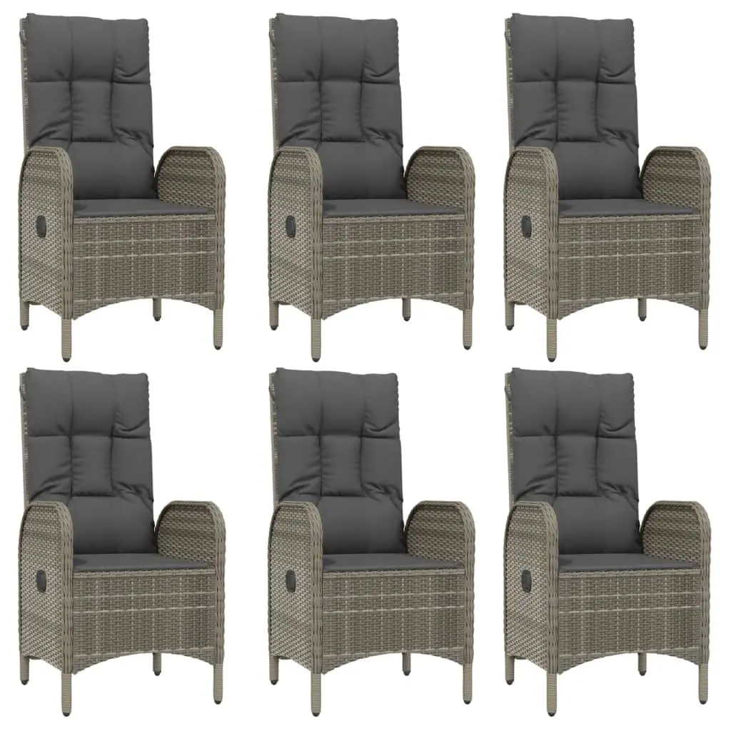 Garden Dining Set 7 Piece Outdoor Furniture Grey Poly Rattan Chairs Table
