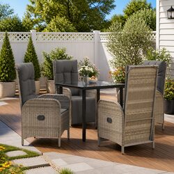 5-Piece Garden Dining Set: Grey Poly Rattan Furniture