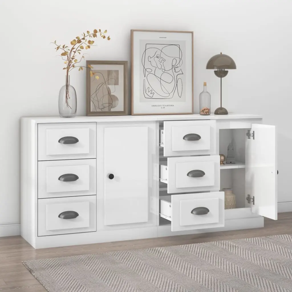 2 High Gloss White Sideboards