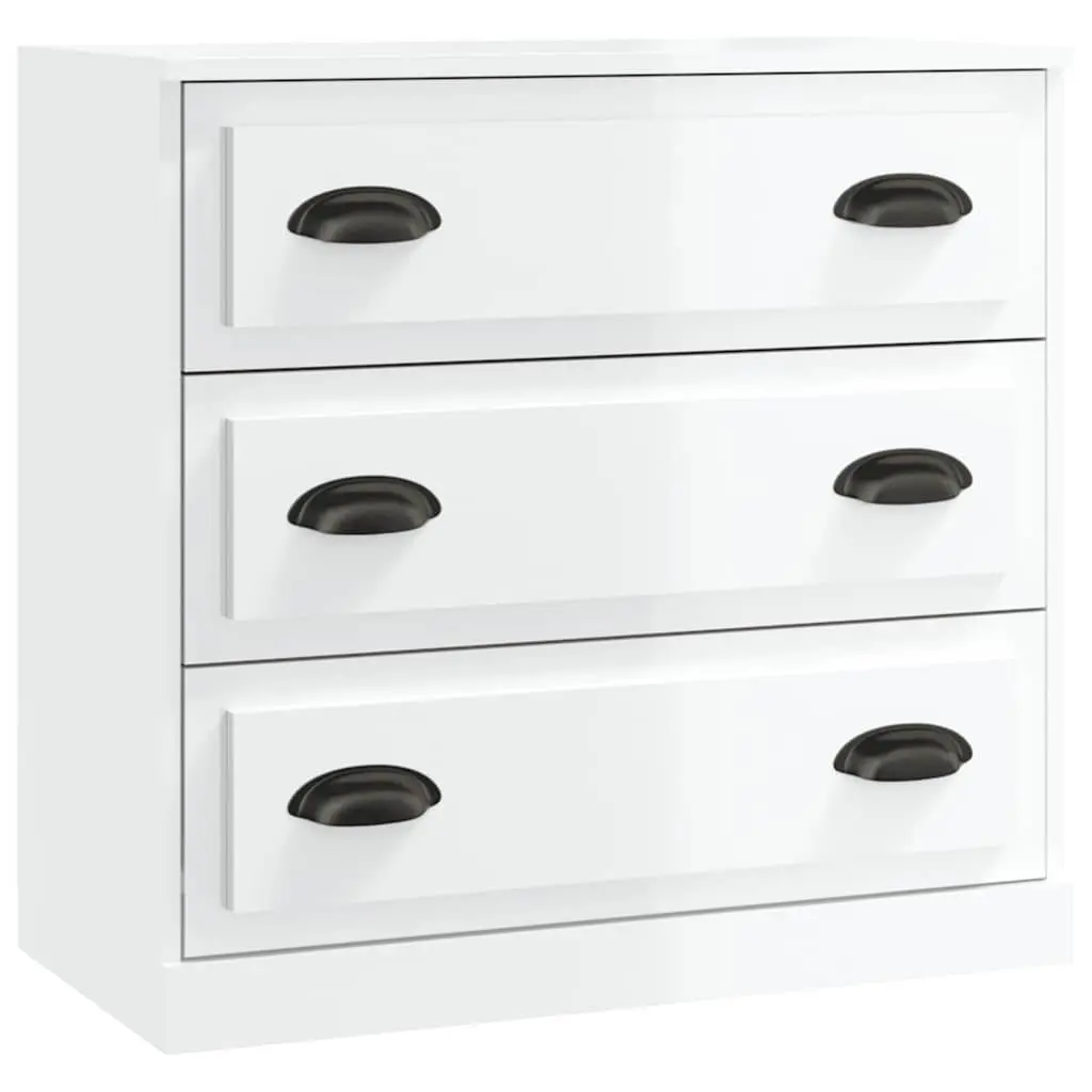 Sideboards Set of 2 Home Storage High Gloss White Engineered Wood