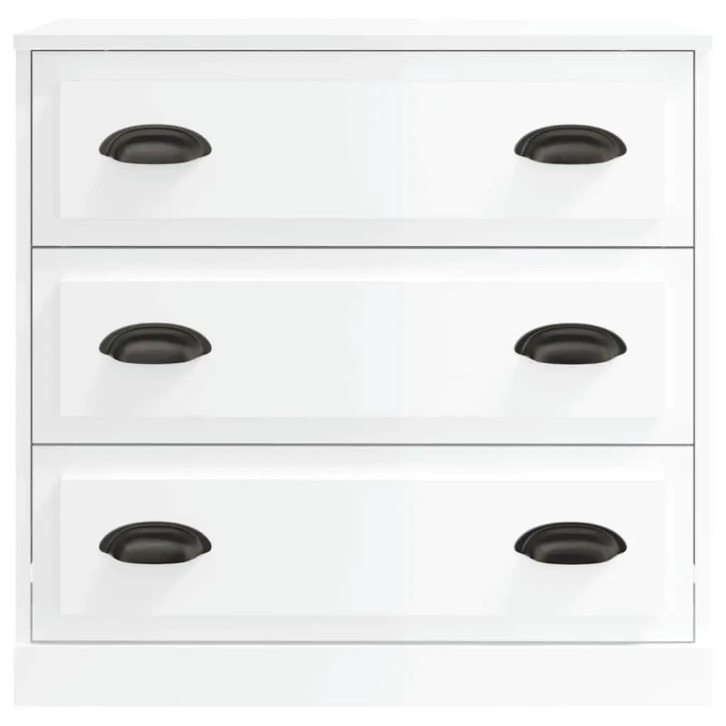 Sideboards Set of 2 Home Storage High Gloss White Engineered Wood