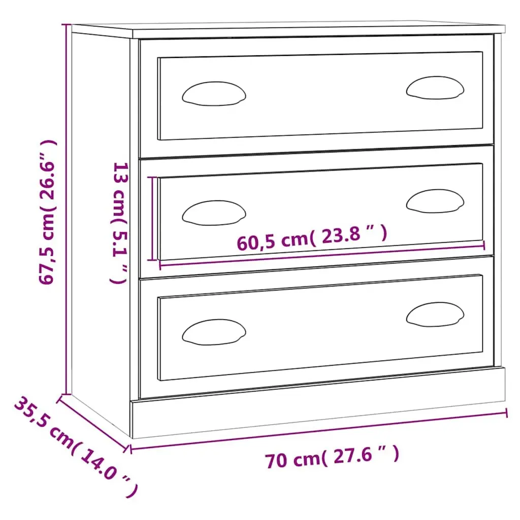 Sideboards Set of 2 Home Storage High Gloss White Engineered Wood