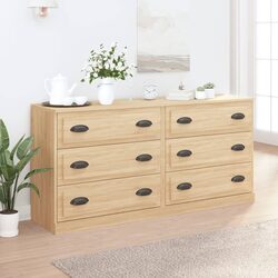 2-Piece Brown Engineered Wood Storage Sideboard Set