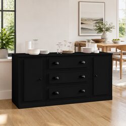 Black Sideboards Set of 3 – Engineered Wood Storage