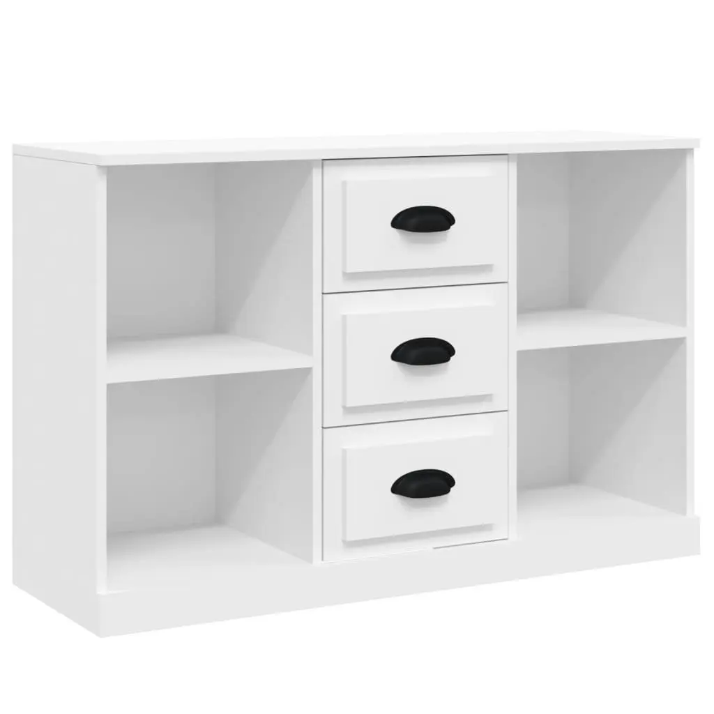 3 Piece Engineered Wood Sideboards Storage Cabinet Set White for Home Organization