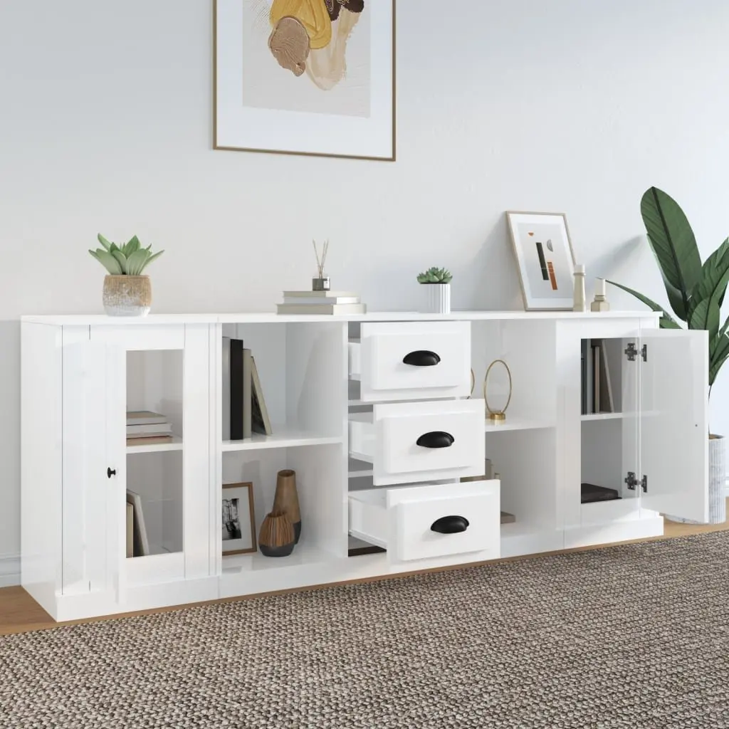 3-Piece White Sideboard Furniture Set