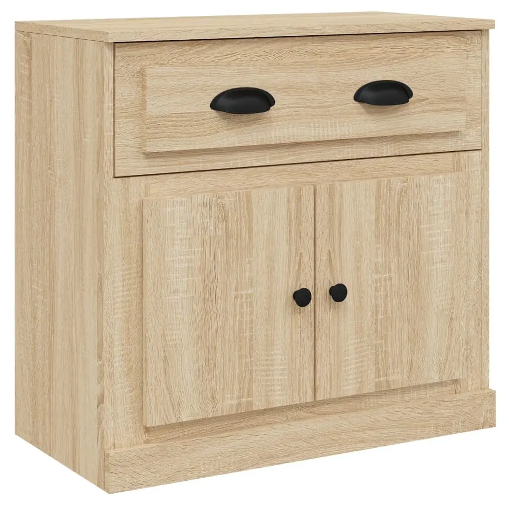 3 Piece Sideboard Set for Home Storage and Display in Brown Engineered Wood