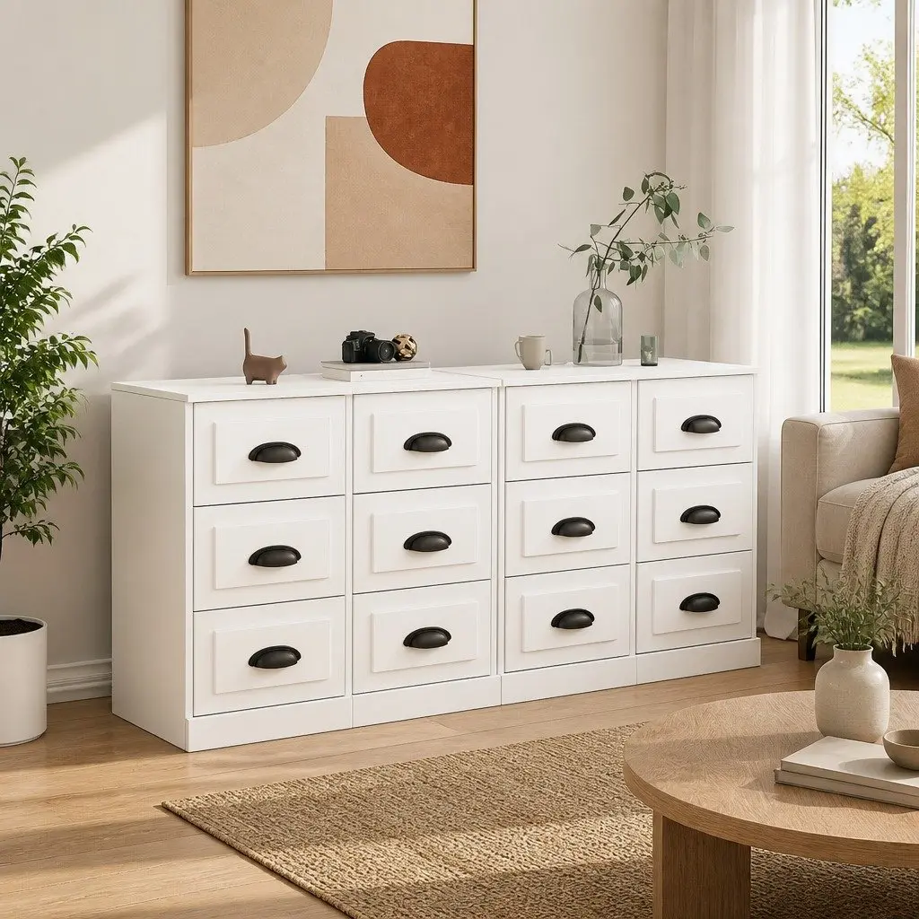 White Engineered Wood Sideboard Cabinets