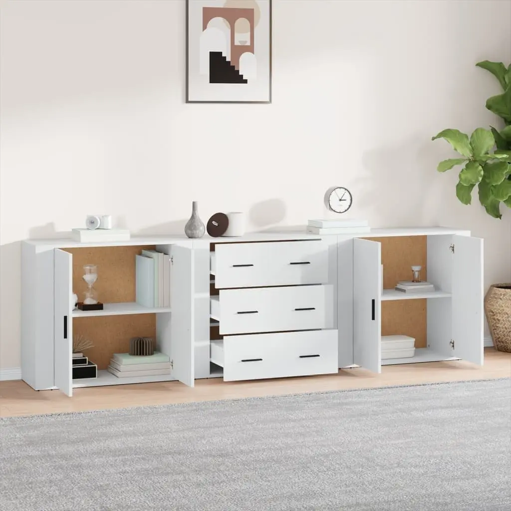 White Sideboards Storage Cabinets Set