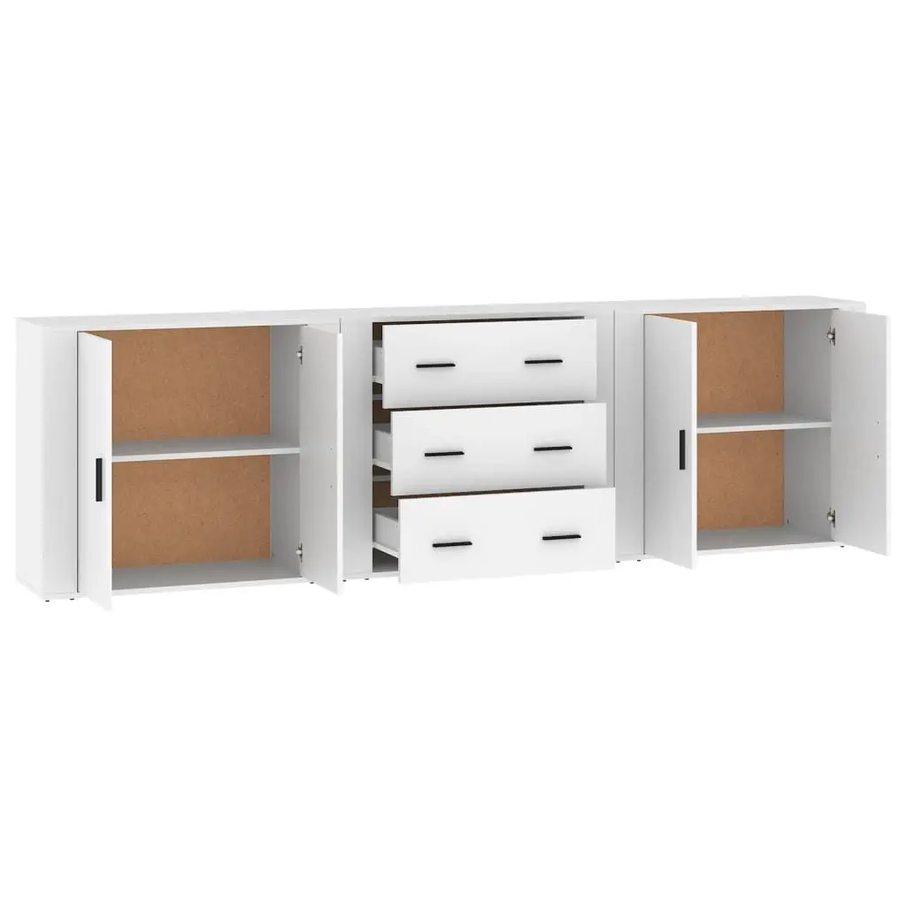 White Sideboards Storage Cabinets Set