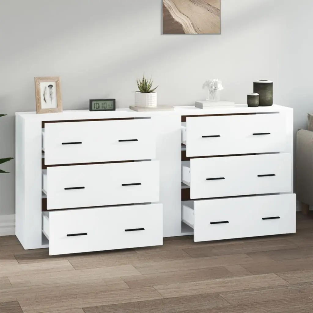 Sideboards White Storage Cabinet 2 Piece Engineered Wood Furniture Buffet
