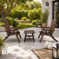 3 Piece Outdoor Lounge Set: Solid Spruce Wood Furniture