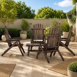 5-Piece Garden Lounge Set: Solid Spruce, 4 Chairs + Coffee Table