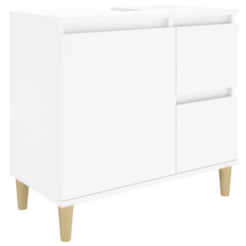 3 Piece Bathroom Cabinet Set White Storage Vanity Unit Engineered Wood Furniture