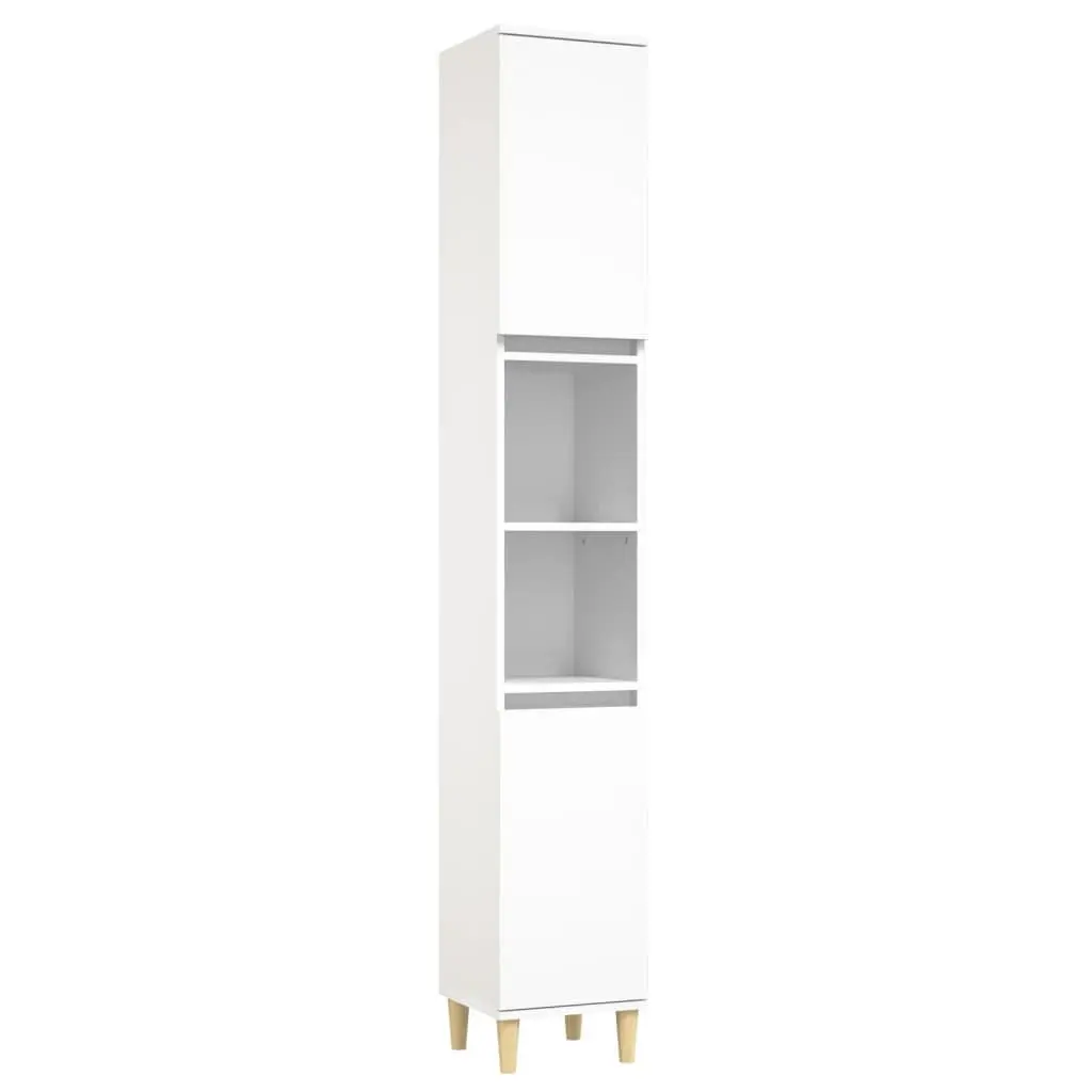 3 Piece Bathroom Cabinet Set White Storage Vanity Unit Engineered Wood Furniture