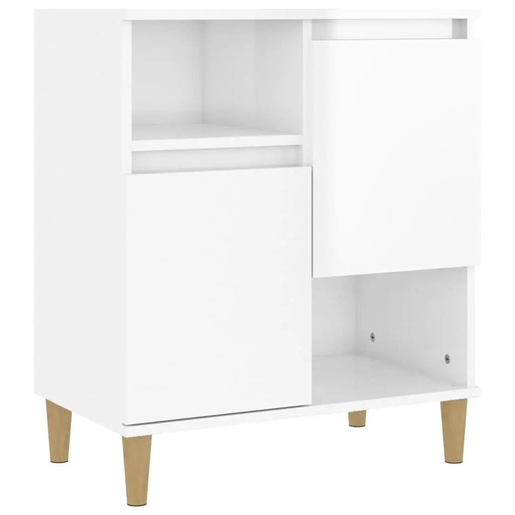 Sideboard Cabinet 2 pcs High Gloss White Storage Cupboard 4 Compartments 2 Doors